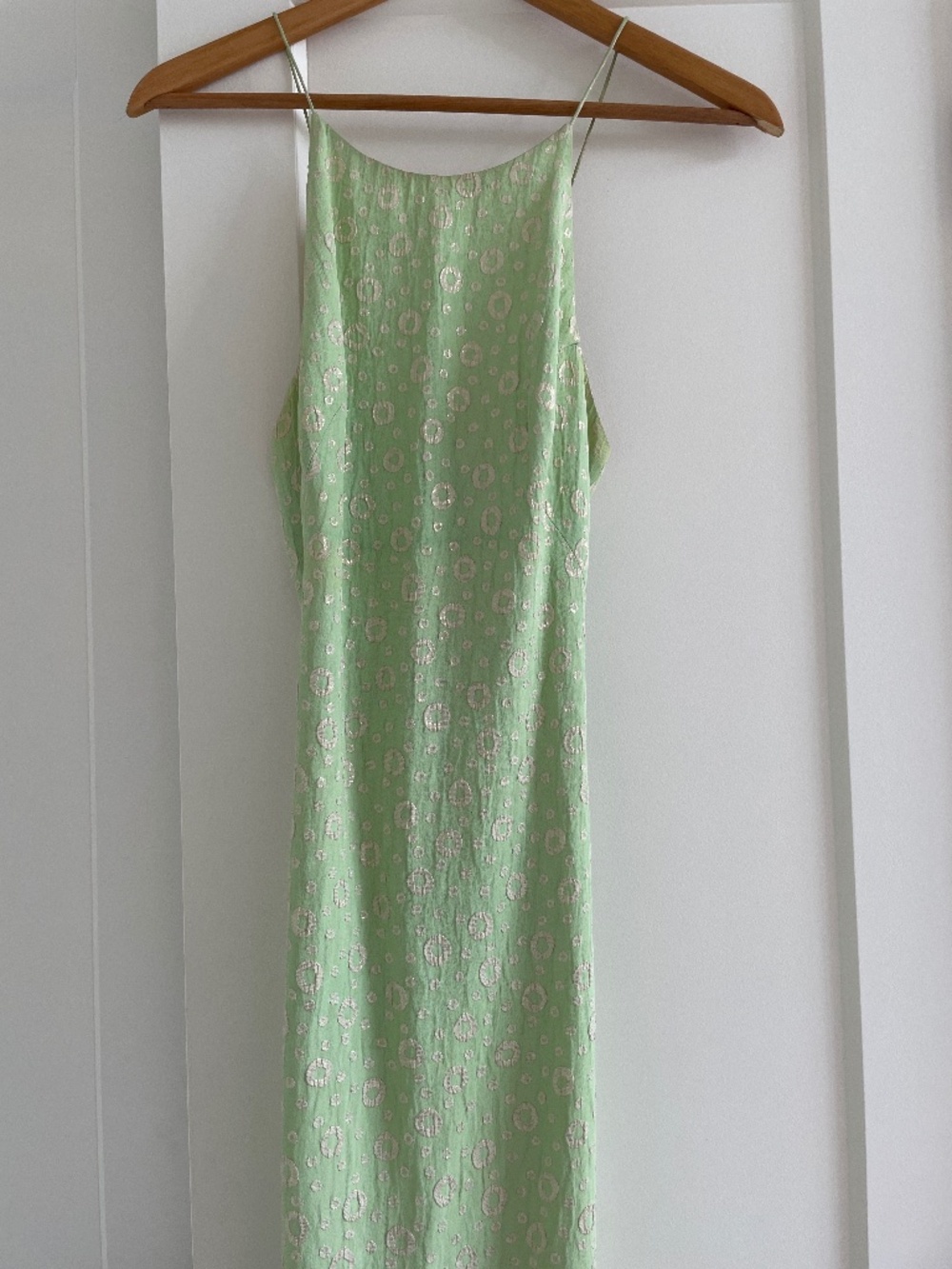100% silk vintage seafoam green halter dress